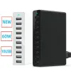 Chargers 60W 10Port USB Charger voor iPhone iPad Kindle Samsung Xiaomi Laadstation Dock Multi USB Charger Desktop Mobiele telefoon lading