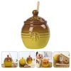 Dinnerware Sets Ceramic Honey Jar Syrup Jars Lidded Container Bulk Grease Practical Dispenser Dipper