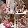 Sandals Designer Crystal Righestone Decoration Stiletto Hoel Shoe Top Quality 10,5 cm High Talèled Womens Wedding Party Rome Sandal Factory Chaussures Original Quality