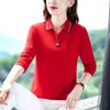 Women's Polos Spring Summer Tee Shirt Clothing Long Sleeve Polo Shirts LooseKnitted T Elegant Casual Cotton Tops