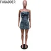 Lässige Kleider Fagadoer Fashion Cargo Tasche Y2K Vintage Denim Streetwear Frauen aus Schulter ärmellosen Rückenfreies Mini -Kleid sexy Slim