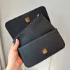 Klasyczna oryginalna skórzana torebka sprzęgła ze Złotym Złotym Załączką Torba Luksusowa marka Cowhide Portfelopa Zestaw Zestaw Fashion Cross Body Body Torka