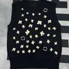 Tanques femininos da marca Camis Designer Xiaoxiangfeng 24 Primavera/verão New Bordado Flowers Fashion Sleeseless Slim Fit Knit Girl 2d2d