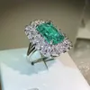 Band Rings Vintage Emerald Ring 925 Silver Court Style Paraiba Jewelry Colorful Set H240425