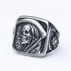 Gothic Vintage Death Sickle Skull Ring voor mannen 316L roestvrij staal hiphop motorrijder skelet ringen punk party sieraden groothandel 240424