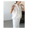 Women's Blouses Terokinizo Harajuku White Vintage Blouse Dames O-Neck Mouwloze losse casual shirts vrouwelijke mode eenvoudige zachte doorzichting