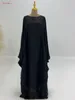 Ubranie etniczne moda błyszcząca bat rękaw muzułmańska szata Syari Kobieta pełna długość motyli Abaya Nabożeństwo wy2001