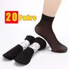 Chaussettes de femmes 20 paires transparentes minces pour la couleur de peau en nylon femelle féminine l'été courte chauque élastique meias