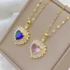 Pendant Necklaces Fashionable and Exquisite Micro-paved Marquise Jewelry Pink Love Stainless Steel Necklace Classic Temperament Clavicle Chain