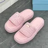 Crochet Flatform Slides Slippers Women Flat Designer Sandals Summer Beach Slides Slipper Colorful Woven Casual Sandale Luxury Shoes Comfort Peep Toe House Mule