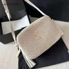 Yslbags Top Quality 24SS Women Fashion Cleo Crossbody Raffias Lou Tassel Camera Bag Straw Weave Leather Clutch Summer Luxury Handväska Sling Travel Tote Bag Strap 299