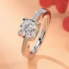Cluster Anneaux DRRRING 18K plaqués 1CT All Moissanite for Women Classic Wedding Band S925 SERPING SILPS FINELRY BIELLY GRA GRA