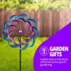 Garden Wind Spinner Purple and Blue Stake Double Powered Metal Outdoor Decor 240425