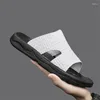 Slippers 2024 Style For Men Beach Summer Summer Men's Flip Flop Outdoor PU non-glip plate-forme Mans Sandals Fashion Male Footwear