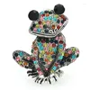 Brooches Wuli&baby Lovely Vintage Frog For Women Unisex 4-color Cartoon Sitting Animal Party Casual Brooch Pins Gifts