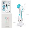 Cleansing Brush Sonic Electric Face Cleanser Waterproof Soft Deep Pore Massage 3 Heads 4 Modes Blackhead Remover Machine 240422