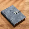 Diary Notebook Faux Leather Cover Thickened Journal Smooth Writing Paper Buckle Closure Office Planner Spiral