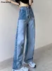 Dames jeans wide been dames chique zomer hiphop tieners broek mode patchwork deisgn y2k all-match kleding gewassen hoge taille gezellig