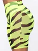 Pantalon féminin 2024 Fashion Neon Color Mesh Zebra Print Shorts Madames Sexy Clubwear Voir à travers la taille haute myqh07