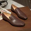 Casual Shoes Brown Genuine Leather Men Loafers Sheepskin Comfortable Business Formal Breathable Running Size47