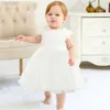Girl's Dresses Baby Girl Baptism Dresses Toddler White Lace Flower Tulle Christening 1 Years Birthday Princess Party Dress Newborn Wedding Gown d240425