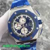 AP Crystal Pols Watch Royal Oak Offshore Series 26400so Blauwe keramische cirkel blauw gezicht Witte timingschijf Datum automatisch mechanisch horloge