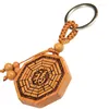 Figurines décoratives Taomu Tai Chi Fuge Chaîne Key Chain Momening Propice Accessoire Bois double face sculpture à cinq lignes Pendant