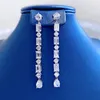 Luxury 925 Sterling Silver Simulated Diamond Drop Earrings for Women Engagementカクテルパーティージュエリー素敵な卸売