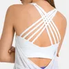 Mulheres Yoga Top Strappy Open Oper Workout Athletic Yoga Tampo com sutiã embutido