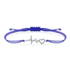 Braceletas Charmets blancos de circonía cúbica cúbica dorada dorada pulsera lateral heartbeat mujeres 2024 moda azul cz joyería de cuerda roja