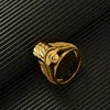 24K Gold Plated Fashion Big Rings For Women Gold Color Elegant Finger Ring Ethiopian Dubai Africa Wedding Gift Jewelry 240424