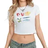 Camisetas femininas Mulheres Culturas fofas Tops Roupos de verão 2024 Manga curta Crew pescoço cor sólida cor/padrão Camiseta cortada streetwear