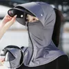 Bérets Sun Protection Hat With Lens Women Women Summer Big Brim Solid Solid Suncreen Anti-UV Full Face Mask Breathable Sunshade Cycling Visors