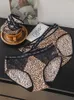 Metki damskie seksowna bielizna z nadrukiem lamparta dla dziewcząt z pustymi modnymi paskami i lodowym jedwabem 2024 Cotton Crotch Triangle Spods