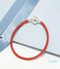 Red Braided Leather Charm Bracelet Original Box sets for 925 Sterling Silver luxury designer jewelry Women Mens Bracelets9160775
