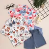 Set di abbigliamento set da ragazzi per la stampa ghiacciata a manica corta Shorts Shorts Shorts Floral