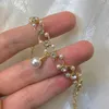 Beaded WLP Y2K Simple Vintage Rhinestone Pearl Gold Plated Armband Women Korean Fashion Charm Armband Pulseras Party Jewelry Gift