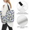 Boodschappentassen blauw bloempatroon tote tas vrouwen casual schouderhandtas herbruikbare multifunctionele zware boodschappen