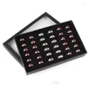 Jewelry Pouches 2024 Fashion Metal Earrings Storage Box Transparent 36-Slot Ring Display Stand Environmental Organizer Hole