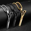 Pendant Necklaces Hip Hop Rock Dragon Scissors Pendants Necklace For Men Gold Black Silver Color 316L Stainless Steel Barber Jewelry Drop