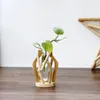 Wazony proste drewniane wazon wystrój tabletopa Delikatne szklane kwiat duże rośliny hydroponiczne biuro domowe