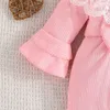 Rompers Baby Girl Nustory Yoinies PMper 0-18 mesi Abbigliamento per bambini Manica lunga a maniche lunghe Grovini a bottone in pizzo D240425