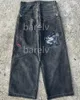 Mode mens jnco jean streetwear y2k hip hop tecknad grafisk tryck vintage baggy svarta byxor män kvinnor hög midja breda benbyxor