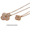 Designer Luxury ketting Fanjia 925 Puur verzilverde 18K Rose Gold Lucky Clover Full Diamond Dames Mini kleine menigte kraagketen