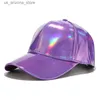 Kogelcaps verstelbaar glanzende holografische honkbalhoed regenboog reflecterende hiphop rave hoed metaal casual hoed Q240425