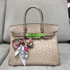 Bk 2530 Handbags Ostich Leather Totes Trusted Luxury Bags Gurok South Africa Ostrich Leather Bag for Women 2024 New Genuine Leather Womens Bag have logo HBM964