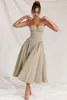 Designer sommar kvinnor kjol franska vintage maxi klänning domstol stil sexig slitage halter klänning blommig fast färg nya klänningar