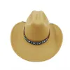 Brede rand hoeden emmer hoeden heren westerse dames cowboy hoed heer jazz hoed retro accessoires wijd pik viel fedora hombre y240425