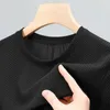 Camisetas masculinas novas camisetas pendentes redondas de pescoço curto de mangas curtas moda confortável e elástico Topl2404