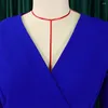 Robes de fête Élégantes dames de bureau pour les femmes V Coule demi-manche ceinture à plis de la ceinture plissée du veau